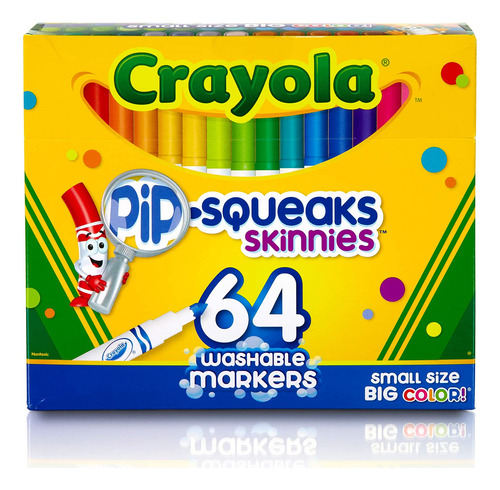 Rotuladores Lavables Crayola Pipsqueaks Skinnies, 64 Unidade