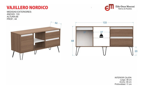 Vajillero Modular Nórdico Living Comedor Tabaco 56875