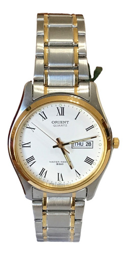 Reloj Orient Hombre Calendario Cuarzo Con Detalles Color Oro