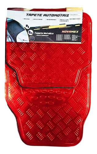 Juego De Tapetes Universal Autos Rojo Metalizado 4 Piezas