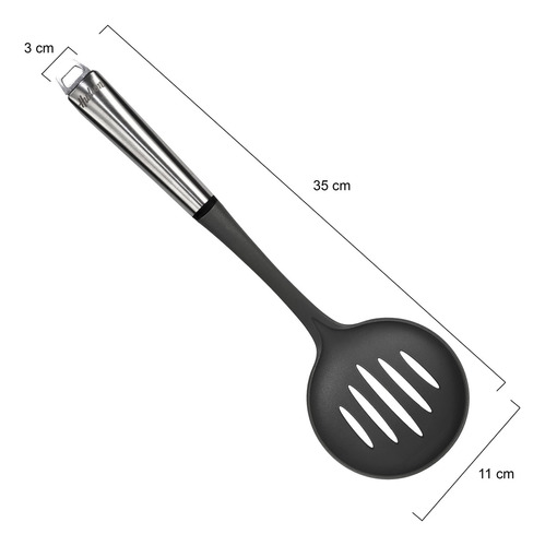 Espumadera Utensilio Nylon Hudson Mango Acero Inoxidable Color Gris