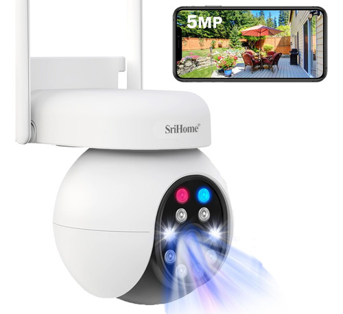 5mp Cámara De Seguridad 3k Wifi Exterior 360° Siren Alarma