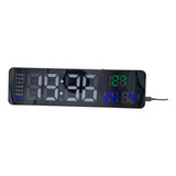 Relógio Parede Led Digital Alarme Termômetro Le-2165 Estrutura Preto Fundo Preto