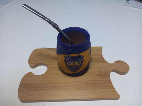 Mates Pintado Con Resina + Bombilla Personalizados