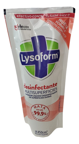 Desinfectante Lysoform Conc. Multisuperficies 450 Cc X 2 Un.