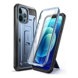 Funda Para iPhone 13 Pro Max 6.7 Azul Con Soporte Y Vidrio