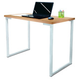 Mesa Para Escritório Estilo Industrial Mdf 120cm Ny Branca Cor Branco