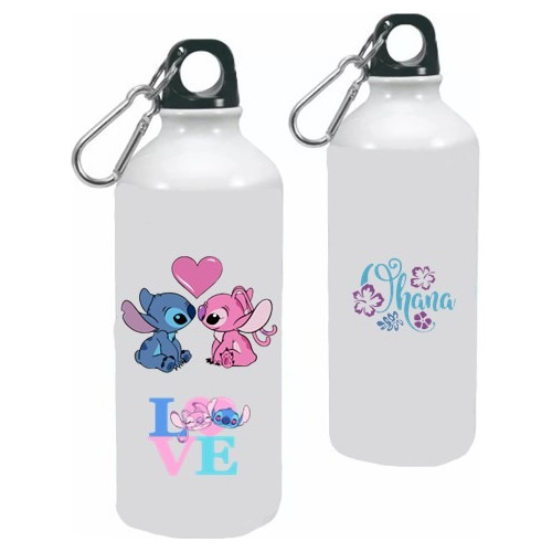 Botella De Agua Stich-angel (600ml) Diseño Dtf Uv