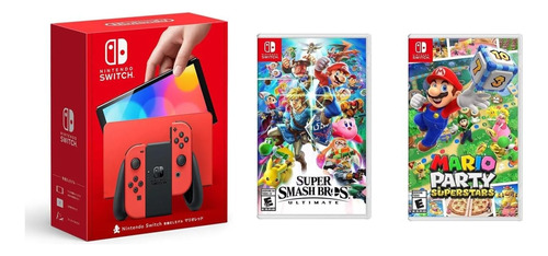 Nintendo Switch Oledred 64gb+smashbros Mario Party Superstar