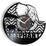 Reloj De Pared Vinilo Disco Safari Animal Elefante 30cm Deco