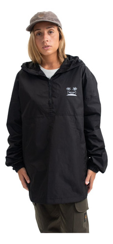 Anorak Buzo Rompevientos Negro Unisex One Place World Arg