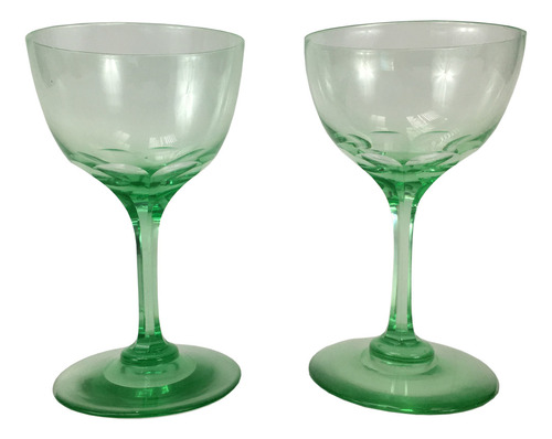 Par Taça Antiga Pequena Cristal Baccarat Verde Dedao