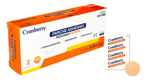 Parche Curita Redondo Venda Adhesiva Cranberry - 100 Unds