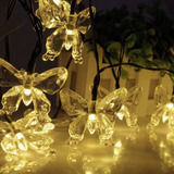 Lâmpada Solar Fairy String Lights Butterfly Holiday Decorati