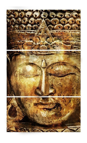Quadro Buda Dourado  Vertical 70x150 - 3 Peças 50x70