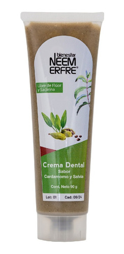 Crema Dental Natural Sabor Cardamomo Y Salvia Sin Fluor 