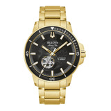 Reloj Bulova Automatico Hombre 97a174 Marine Star Dorado