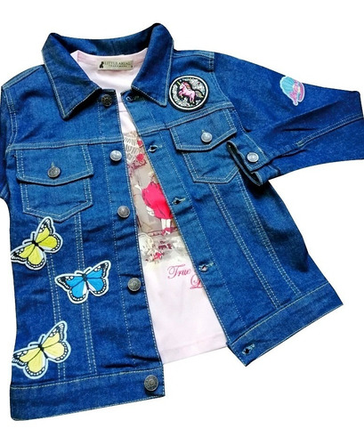 Campera De Jean Para Nena Con Parches Talles Del 12 Al 16