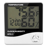 Higrometro Digital Termometro Humedad Reloj Termohigrometro