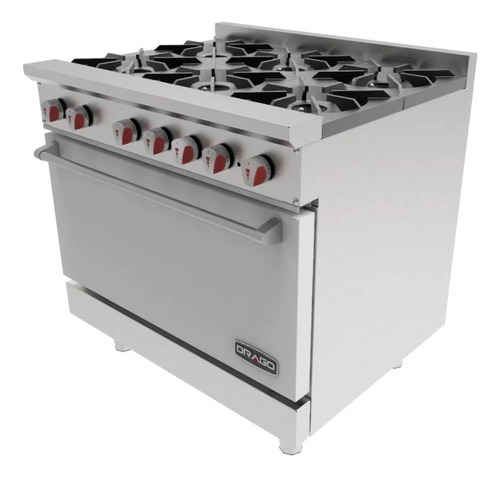 Estufa Industrial Con 6 Quemadores Y Horno Drago Cg-61 Ginox