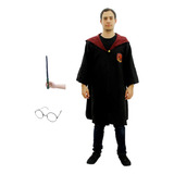 Disfraz Capa Con Capucha De Harry Potter Casa Gryffindor Con Varita Y Lentes Adulto Hombre