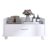 Conjunto Gabinete C Puxador 60cm C/ Rodinhas Branco