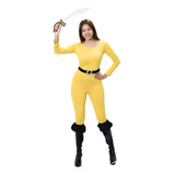 Disfraz Gato Con Botas Unitardo Amarillo Con Espada Para Dama