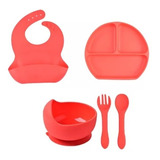 Set De Alimentación Silicona Platos Bebe- Niños