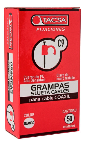 Grampas Sujeta Cable Tacsa N° 9 Para Cable Coaxil X Caja