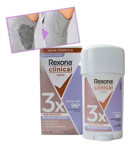 Antitranspirante Rexona Clinical Extra Dry Creme 58 G