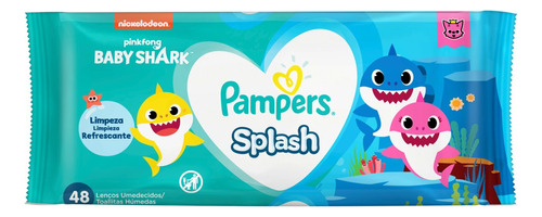 Lenço Umedecido Baby Shark Pampers Splash Pacote 48 Unidades