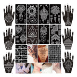 Xmasir Kit De 16 Hojas De Tatuaje Temporal De Henna, 87 Piez