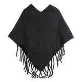 Poncho Ruana Manton Pashmina Abrigado Flecos Amplio Mujer