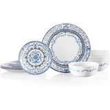 Set De Vajilla Corelle, Portofino, Blanco, Azul, 18 Pcs