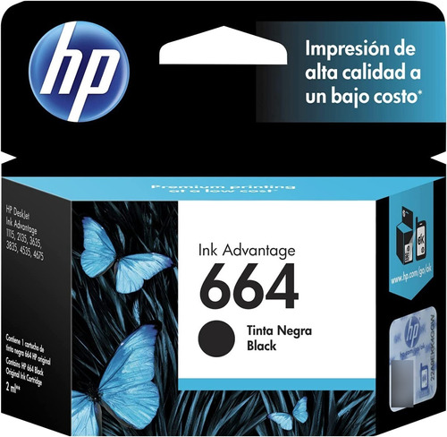 Cartucho Original Hp 664 Negro F6v29al Advantage 2675 3775