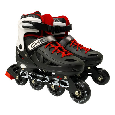 Patines Ajustables Profesionales Chicago !!! Color Negro/rojo Talla De Los Patines S 15 Al 18 Tamaño De Las Ruedas 6.4 Cm