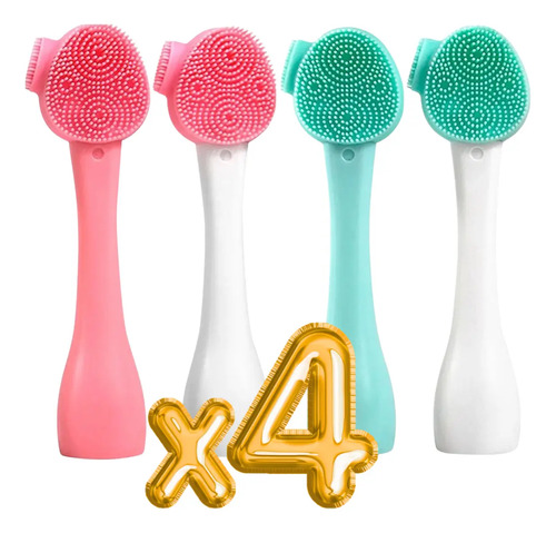 Cepillo Limpieza Facial Doble Cara Manual Exfoliante 4pzs F