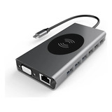 Adaptador 13x1 Hub Usb Tipoc 10em1 Carregador Wifi Charging