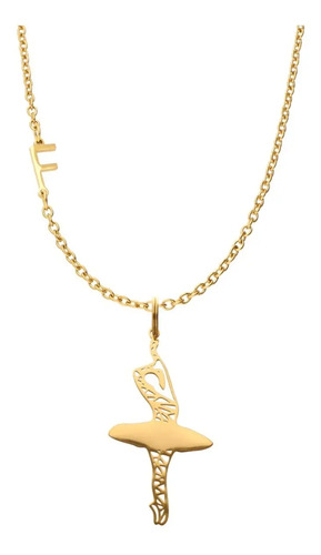 Collar Bailarina Ballet Novia Amor Dije Letra Inicial Acero