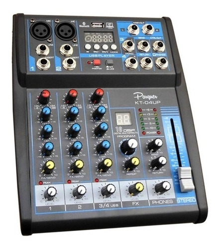 Mixer Consola 4 Canales Parquer Bluetooth Usb Efectos Mp3