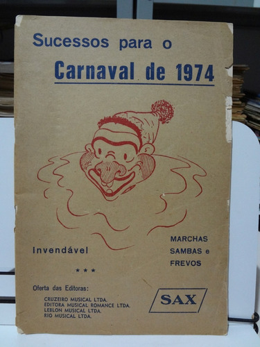 Partitura Sax  Carnaval De 1974 Marchas Sambas E Frevos