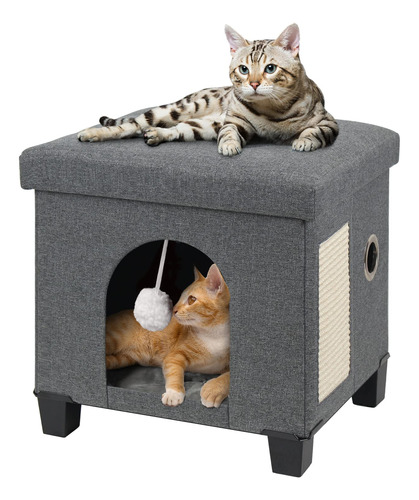 Cama Plegable Grande Para Gatos En Casa, Rascador Y Bola