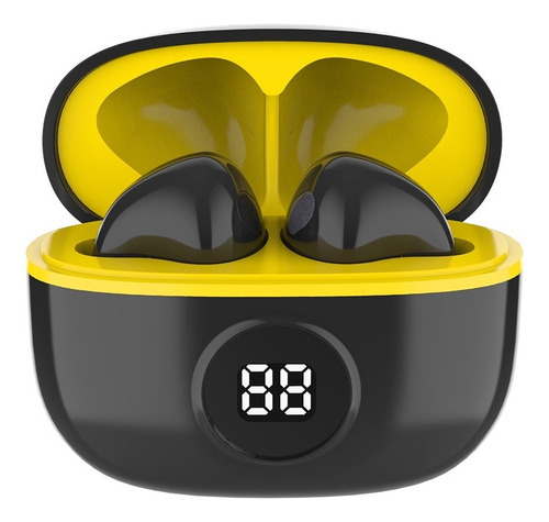 Fone De Ouvido In-ear Sem Fio Bluetooth Visor Led Wb Mini Io Cor Amarelo