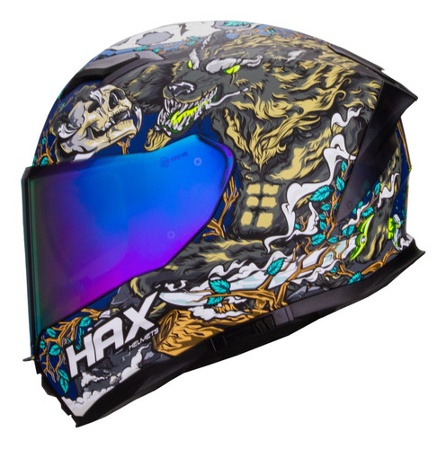 Casco Hax Force Leyend Verde Azul Mate R6r Pulsar R1 R3