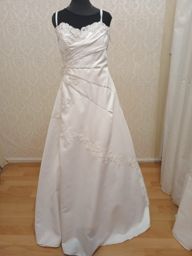 Vestido Novia, Casamiento T:40, Raso Opaco, Piel De Angel