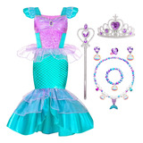 Vestido De Princesa De La Sirenita Ariel, Disfraz De Sirena Diseñopara Niña, Ropa De Halloween, Fiesta De Cumpleaños O Cosplay, Vestir Con Accesorios