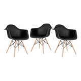 3 Cadeiras  Eames Wood Daw Com Braços Jantar Cores Estrutura Da Cadeira Preto