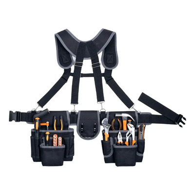 Fgxrkj Cinturón De Herramientas Con Tirante Ajustable, Bolsa Portaherramientas Multibolsillo Resistente, Organizador Para Trabajo Profesional, Carpintería, Jardinería, Electricista Y Uso Diario | Envío gratis
