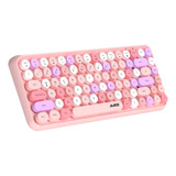 Mini Teclado Bluetooth Retro Redondo De 84 Teclas For Pc