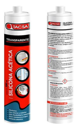 Sellador Silicona Acética Cartucho 280ml Tacsa Transp X 24 U